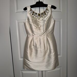 Kate Spade Cream Mini Dress with Embellished Neckline